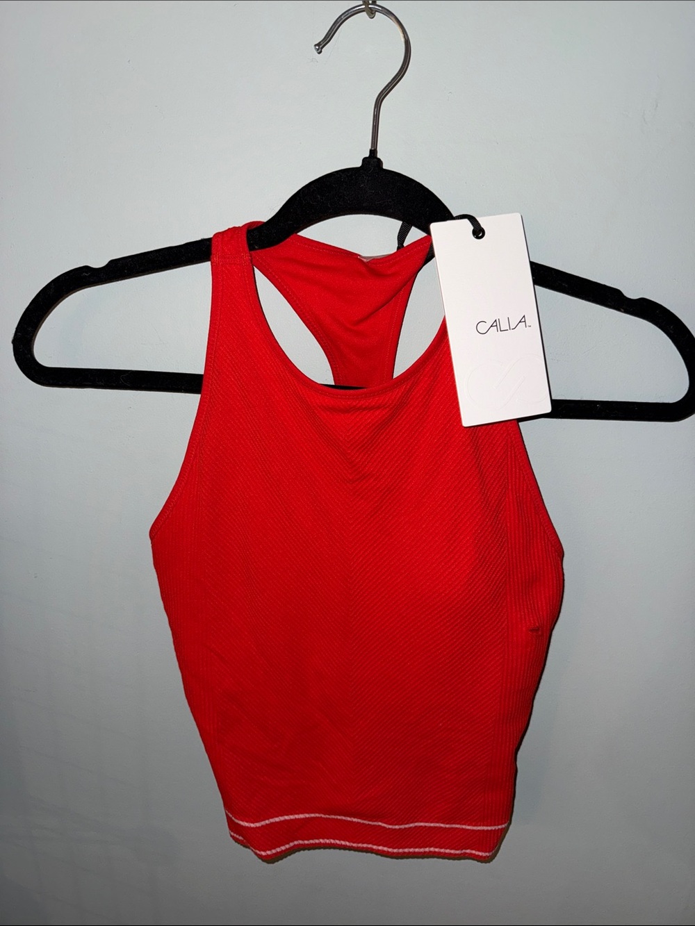 CALIA by Carrie Underwood Red Ribbed Racerback Sports Bra Top